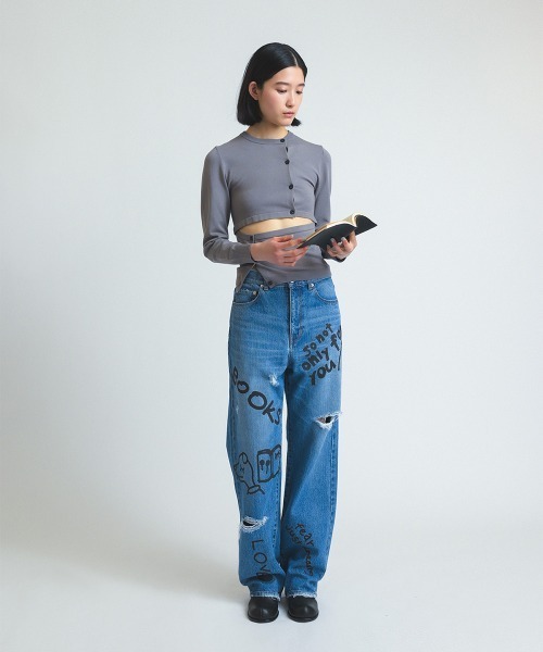パンツ 「soduk」love books denim trousers レディース : ZOZOTOWN