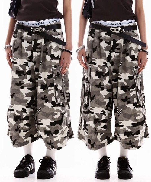 FreeZone カーゴパンツ Y2Kストリートハーフパンツ メンズ レディース