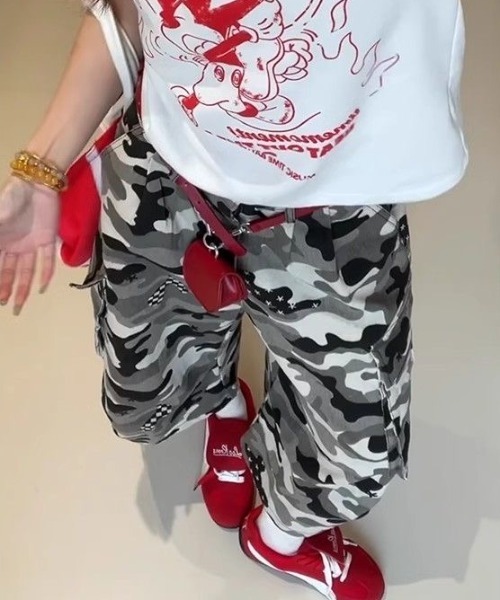 FreeZone カーゴパンツ Y2Kストリートハーフパンツ メンズ レディース