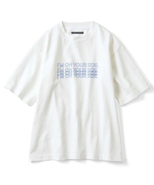 tシャツ ＴＨＲＥＥ　ＦＩＦＴＹ　ＳＴＡＮＤＡＲＤ　丸胴仕様のロゴプリントＴシャツ レディース THREE FIFTY STANDARD tシャツ THREE FIFTY