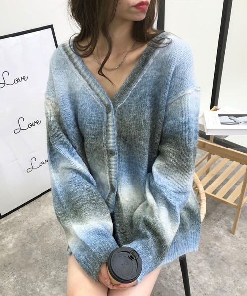 「INGNI」 ニットカーディガン M ブルー レディース_画像3