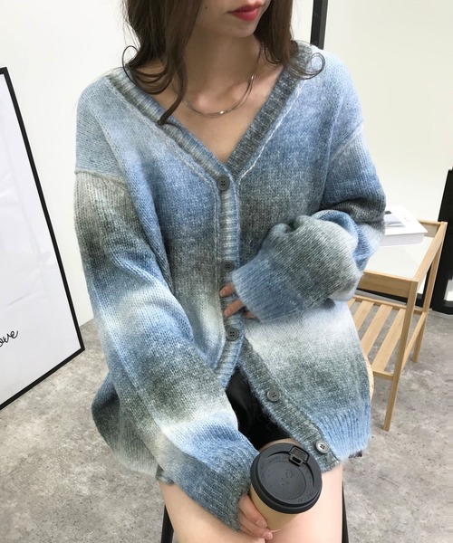 「INGNI」 ニットカーディガン M ブルー レディース_画像4