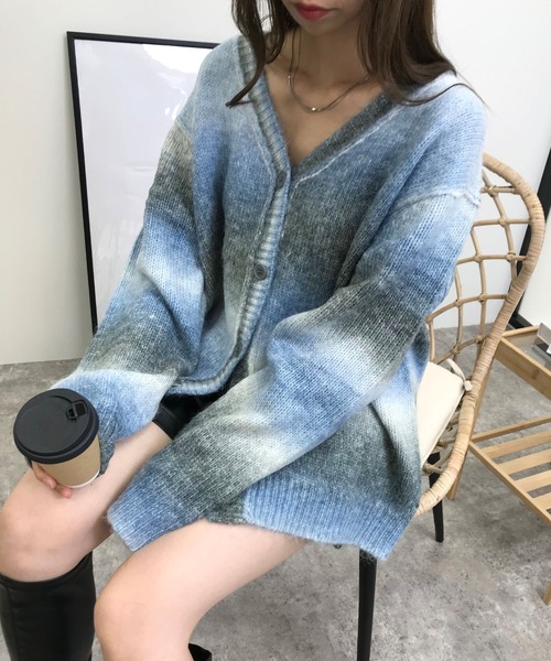 「INGNI」 ニットカーディガン M ブルー レディース_画像5