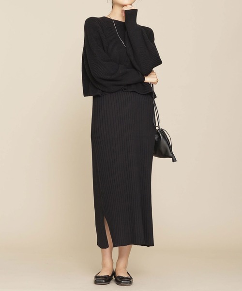 「NANO universe」 ニットワンピース 36 ブラック レディース_画像3