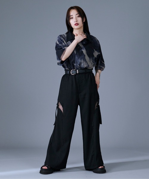 Ellno Loset パンツ サイドシアーカットアウトパンツ メンズ