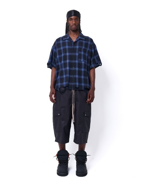 ブラウス シャツ DankeSchon/ダンケシェーン/OMBRE CHECK DAMEGE S/S SHIRTS レディース メンズ DANKE SCHON シャツ DankeSchon/ダンケシェーン/OMBRE CHECK