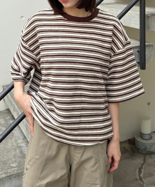 Gaphos（ガフォス） tシャツ ドローコードボーダー半袖Tシャツ メンズ