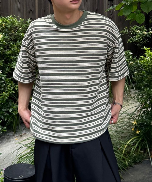 Gaphos（ガフォス） tシャツ ドローコードボーダー半袖Tシャツ メンズ