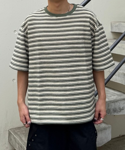 Gaphos（ガフォス） tシャツ ドローコードボーダー半袖Tシャツ メンズ