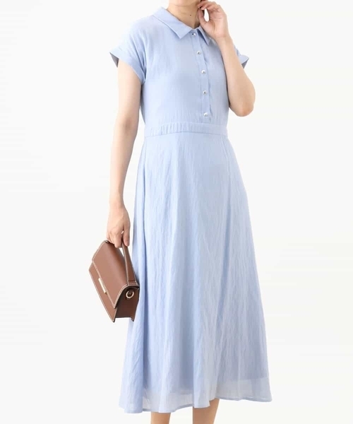 OFUON（オフオン） ワンピース 衿付きウエスト切り替えワンピース