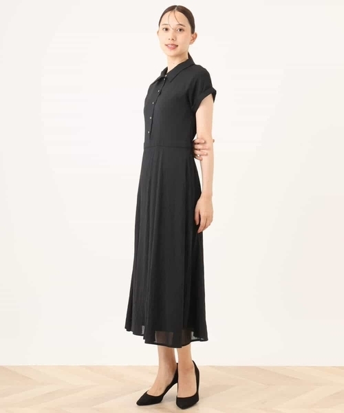 オフオン（OFUON）/衿付きウエスト切り替えワンピース/洗える/WEB限定 OFUON（オフオン） ワンピース 衿付きウエスト切り替えワンピース