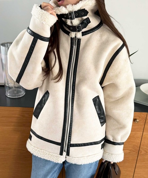 GeeRA（ジーラ） ムートンコート ボアコート スエード×ボアフェイク