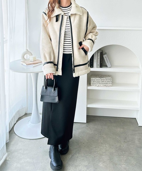 GeeRA（ジーラ） ムートンコート ボアコート スエード×ボアフェイク