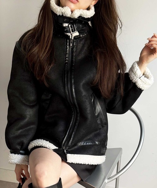 GeeRA（ジーラ） ムートンコート ボアコート スエード×ボアフェイク