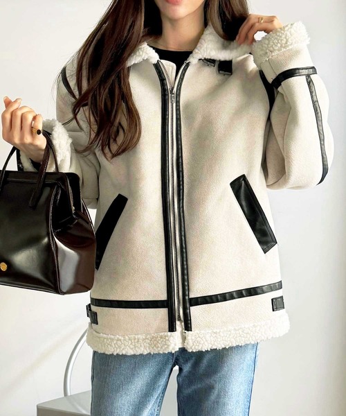 GeeRA（ジーラ） ムートンコート ボアコート スエード×ボアフェイク