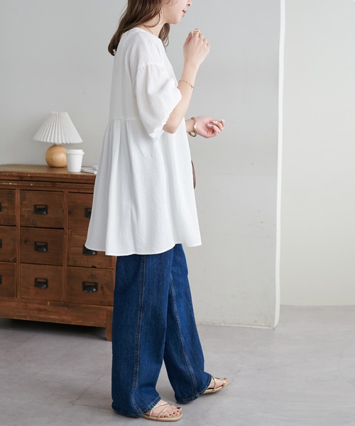 「DISCOAT」 7分袖チュニック MEDIUM ミント レディース