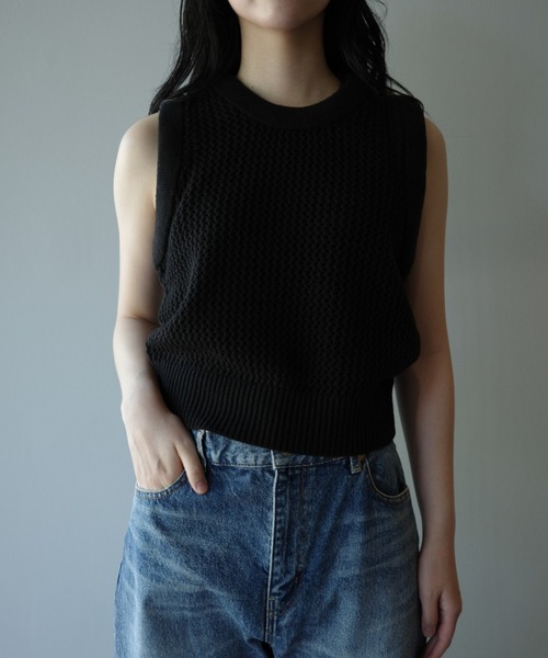 CLANE（クラネ） タンクトップ ノースリーブ CLANE 3D RIB MESH KNIT