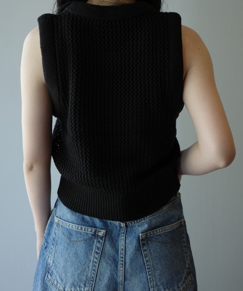 CLANE ノースリーブ CLANE（クラネ） タンクトップ ノースリーブ BOAT NECK BACK OPEN KNIT