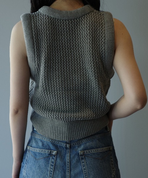 CLANE（クラネ） タンクトップ ノースリーブ CLANE 3D RIB MESH KNIT