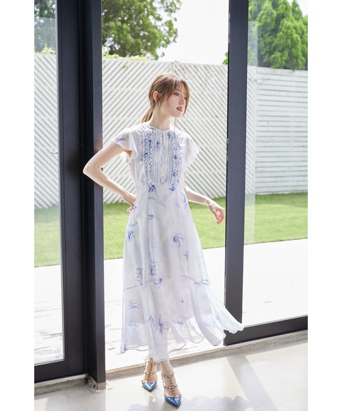 tocco closet tシャツ ウエストリボン付きフリル＆パール装飾