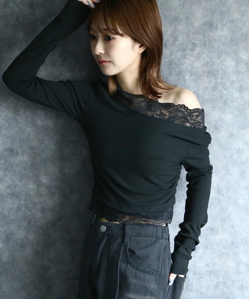 any day（エニーデイ） tシャツ レース付オフショルカットソー