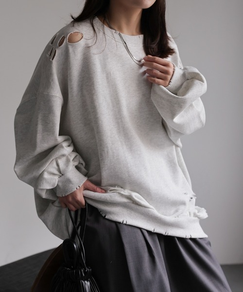 ★T★ ARCHIVIO トレーナー ap retro トレーナー スウェット ダメージ加工Big裏毛トレーナー