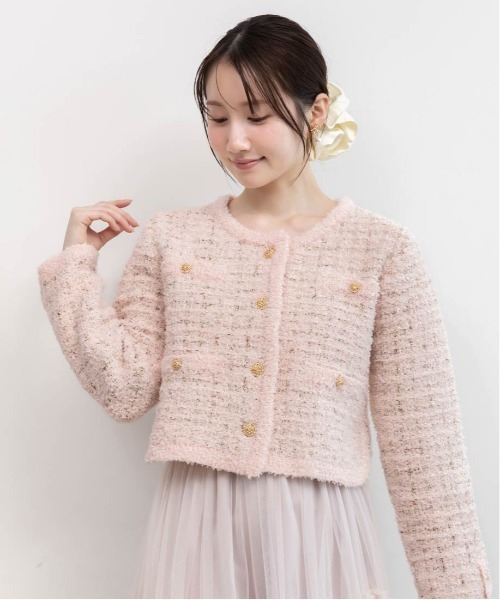 RANDA（ランダ） カーディガン ツイードニットカーディガン レディース