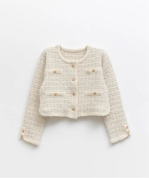 RANDA（ランダ） カーディガン ツイードニットカーディガン レディース