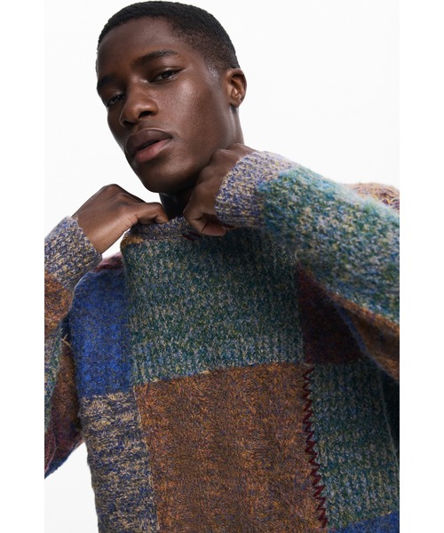 Desigual（デシグアル） セーター ニット パッチワーク配色厚手長袖