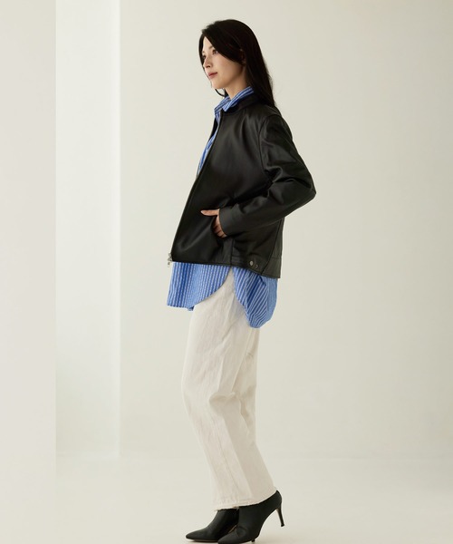 レザージャケット ライダース ラムレザージャケット スタンドカラー レディース | sankyo shokai | 06