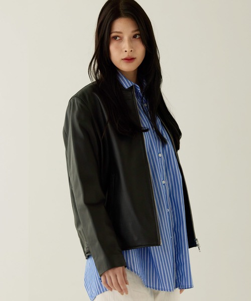 レザージャケット ライダース ラムレザージャケット スタンドカラー レディース | sankyo shokai | 07