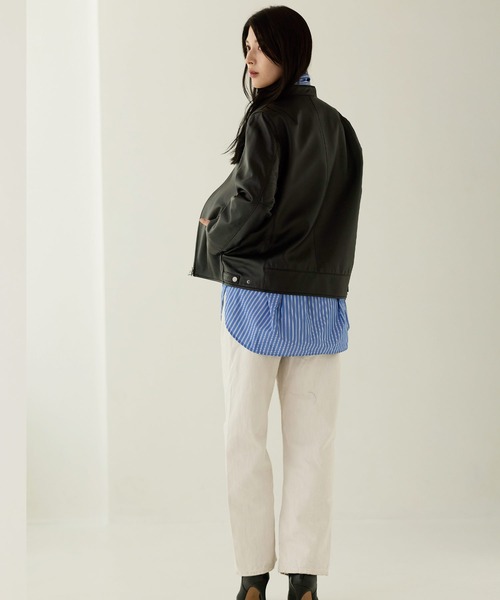 レザージャケット ライダース ラムレザージャケット スタンドカラー レディース | sankyo shokai | 08