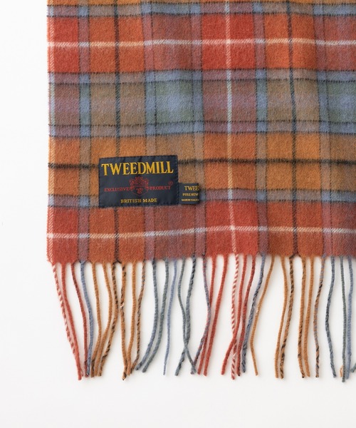 TWEEDMILL ウール マフラー グレー/オレンジ フレディエミュ fredy emue TWEEDMILL ウールチェックストール48