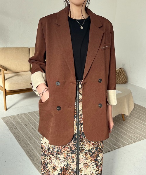 ジャケット テーラードジャケット 袖配色 ダブルテーラードジャケット