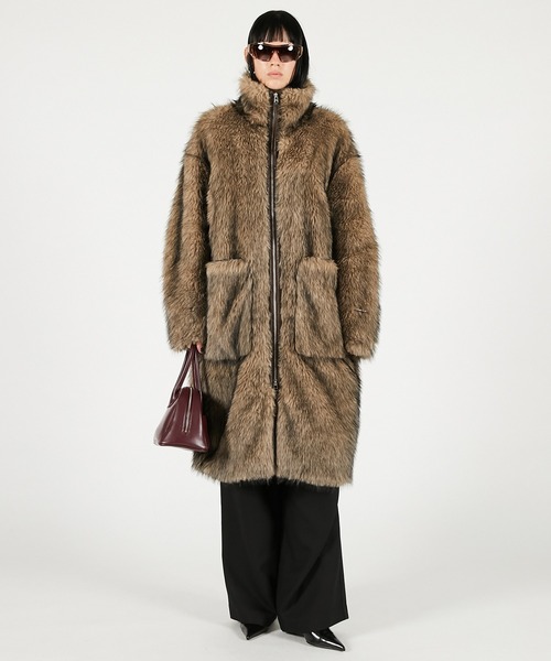 コート アウター シンセティックファーロングコート / Synthetic Fur Long Coat レディース メンズの画像