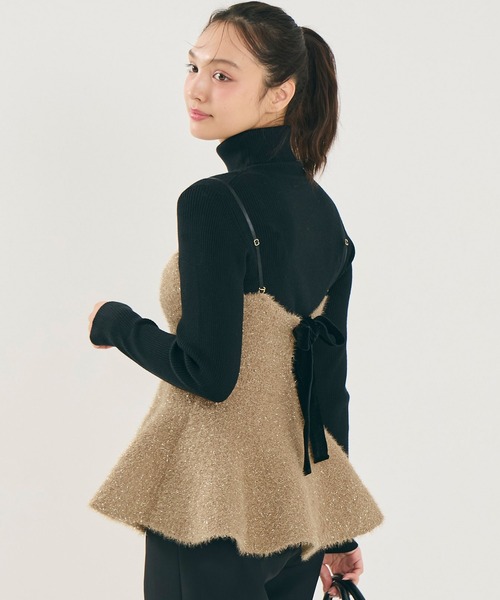 coca（コカ） ニット セーター シャギーラメニットリボンビスチェ