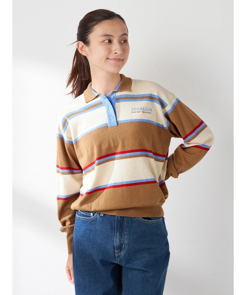 80s McGREGOR ニットポロ　ウエスタン　スエード　レザー　香港製　M 80s McGREGOR ニットポロ ウエスタン スエード レザー 香港製 M