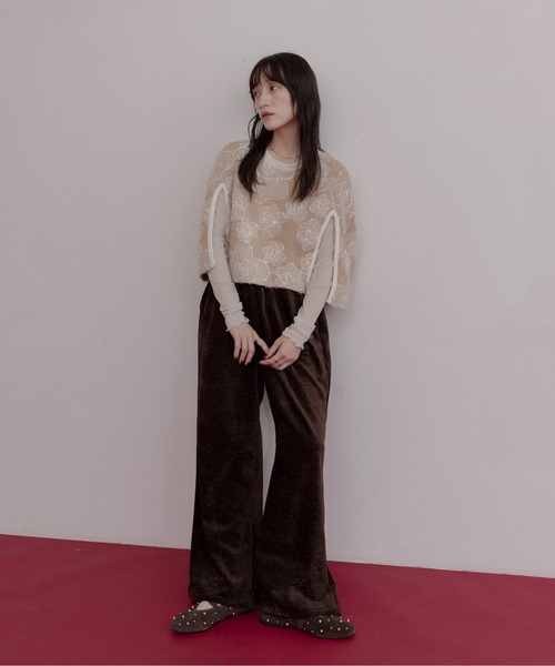 Eimee Law（エイミーロウ） パンツ テキストエンブロ リラックスベロア