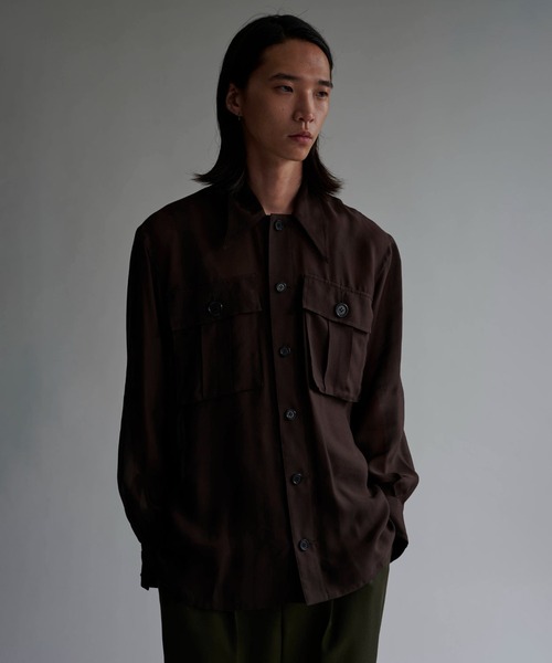 ブルゾン アウター Sheer Satin Millitary Jacket メンズの画像