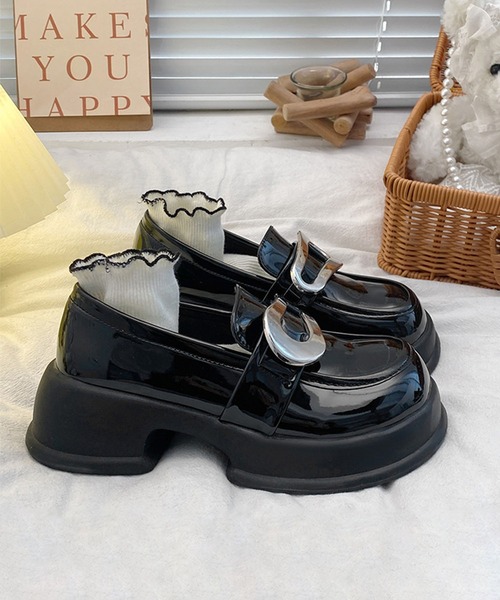 shoes365 ローファー メタリックビット 厚底ローファー レディース