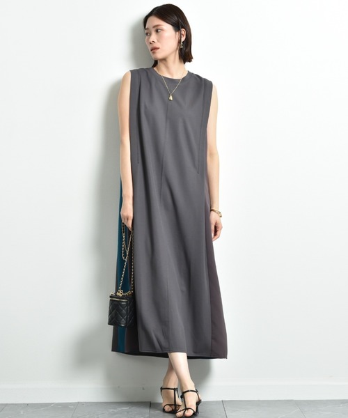 「INTERPLANET」 ノースリーブワンピース FREE チャコールグレー レディース_画像5