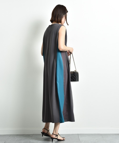 「INTERPLANET」 ノースリーブワンピース FREE チャコールグレー レディース_画像6