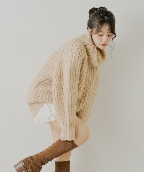 Chico（チコ） ワンピース タートルルーズニットワンピース : ZOZOTOWN