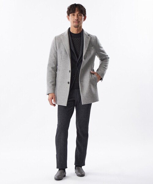 完売品ウール100%オーバーサイズエポカ／チェスター VERY NaVY2024年12月号掲載】ウールメルトン ニットコンビチェスター