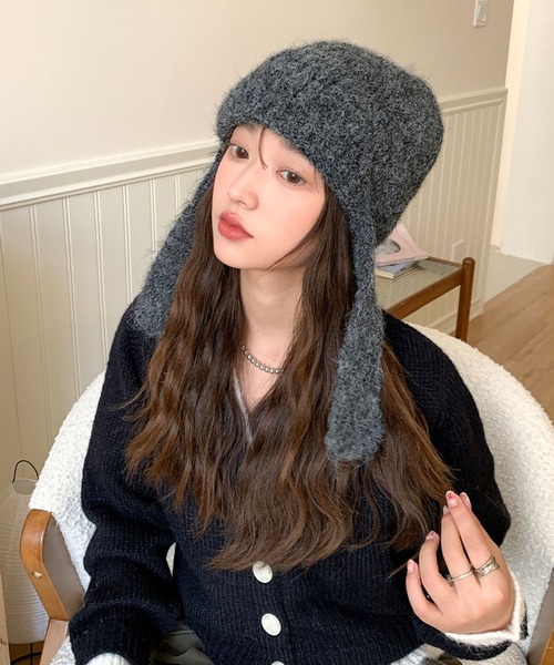 ニット帽 ニットキャップ 2WAYイヤーニットキャップ ニット帽 /パイロット 韓国 ビーニー 冬 レディース | lulufa | 02