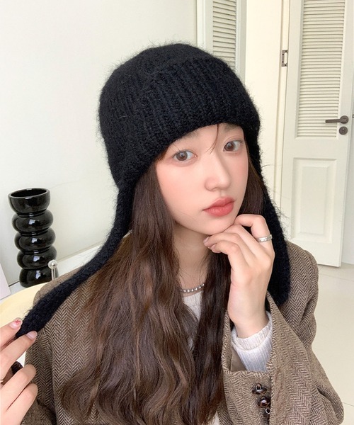 ニット帽 ニットキャップ 2WAYイヤーニットキャップ ニット帽 /パイロット 韓国 ビーニー 冬 レディース | lulufa | 01