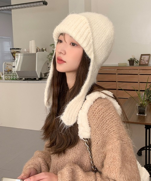 ニット帽 ニットキャップ 2WAYイヤーニットキャップ ニット帽 /パイロット 韓国 ビーニー 冬 レディース | lulufa | 04