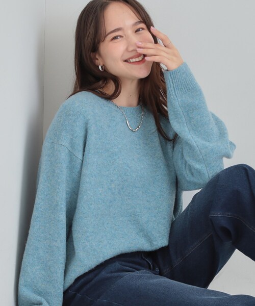 美品　45R ライトブルー ニットセーター スゥェットたつのおとしご SHOO・LA・RUE（シューラルー） ニット セーター 「洗濯機可