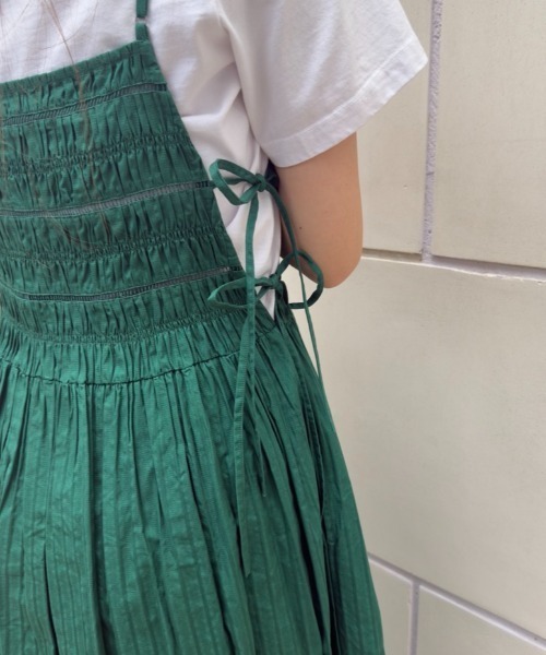 sara mallika（サラ マリカ） ワンピース 半袖 COTTON STRIPE JAQUARD