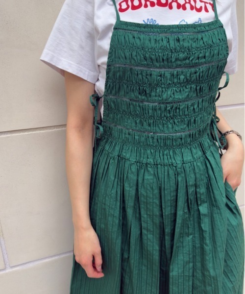 sara mallika（サラ マリカ） ワンピース 半袖 COTTON STRIPE JAQUARD